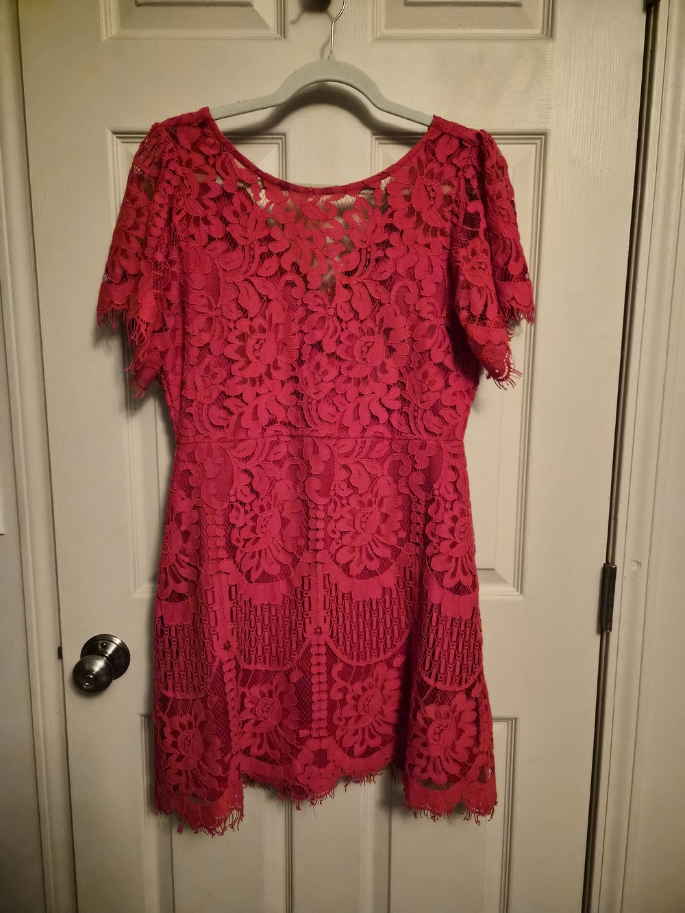 LuLus Lace Fit & Flare Dress - Red